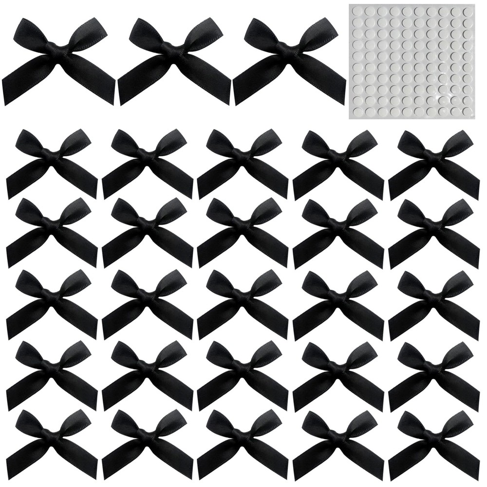 Dorothy 100pcs Mini Satin Bows for Crafts,4x4cm Black Small 100pcs-black
