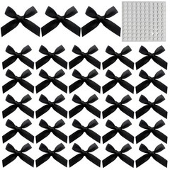 Dorothy 100pcs Mini Satin Bows for Crafts,4x4cm Black Small 100pcs-black