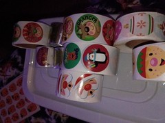 8- Rolls Stickers Labels Lot Used Rolls Vintage and Modern Christmas +