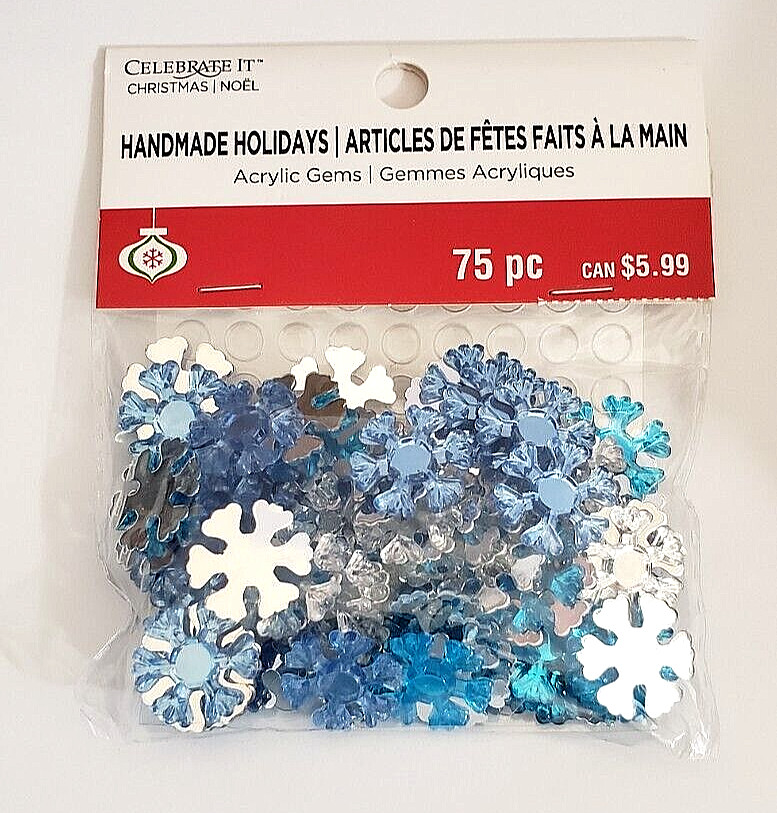 CELEBRATE IT CHRISTMAS Handmade Holidays SNOWFLAKES Acrylic Gems – 75 pcs