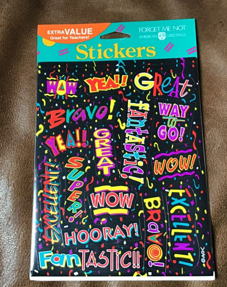 VINTAGE AMERICAN GREETINGS FORGET ME NOT ENCOURAGEMENT 8 STICKER SHEETS 90s *