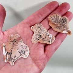 Vintage Style Floral Ink Drawing Stickers Junk Journal Collage Scrapbooking