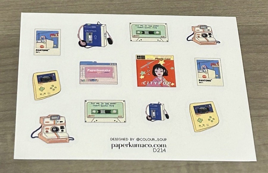 NEW Paper Kuma Co 90s Walkman / Gameboy Sticker Sheet PaperKumaCo Stickers