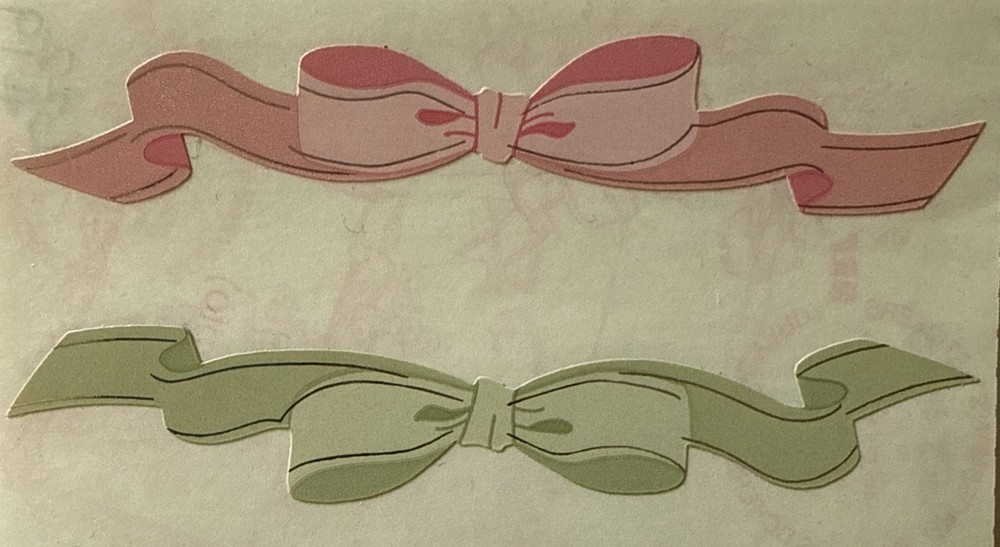 PINK/GREEN SILVER METALLIC BOW Stickers(2pc) Mrs.Grossman’s•Pastel •Card Making•