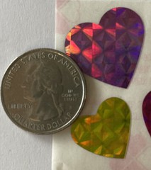 HEART Prismatic Stickers(4pc)Great 7•Colorful •Love•Pink•Purple•Red •Valentines