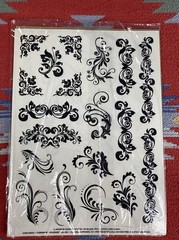 Current Inc 1980s Vintage Stickers Leaf Scroll Embelishment Stickers Black White