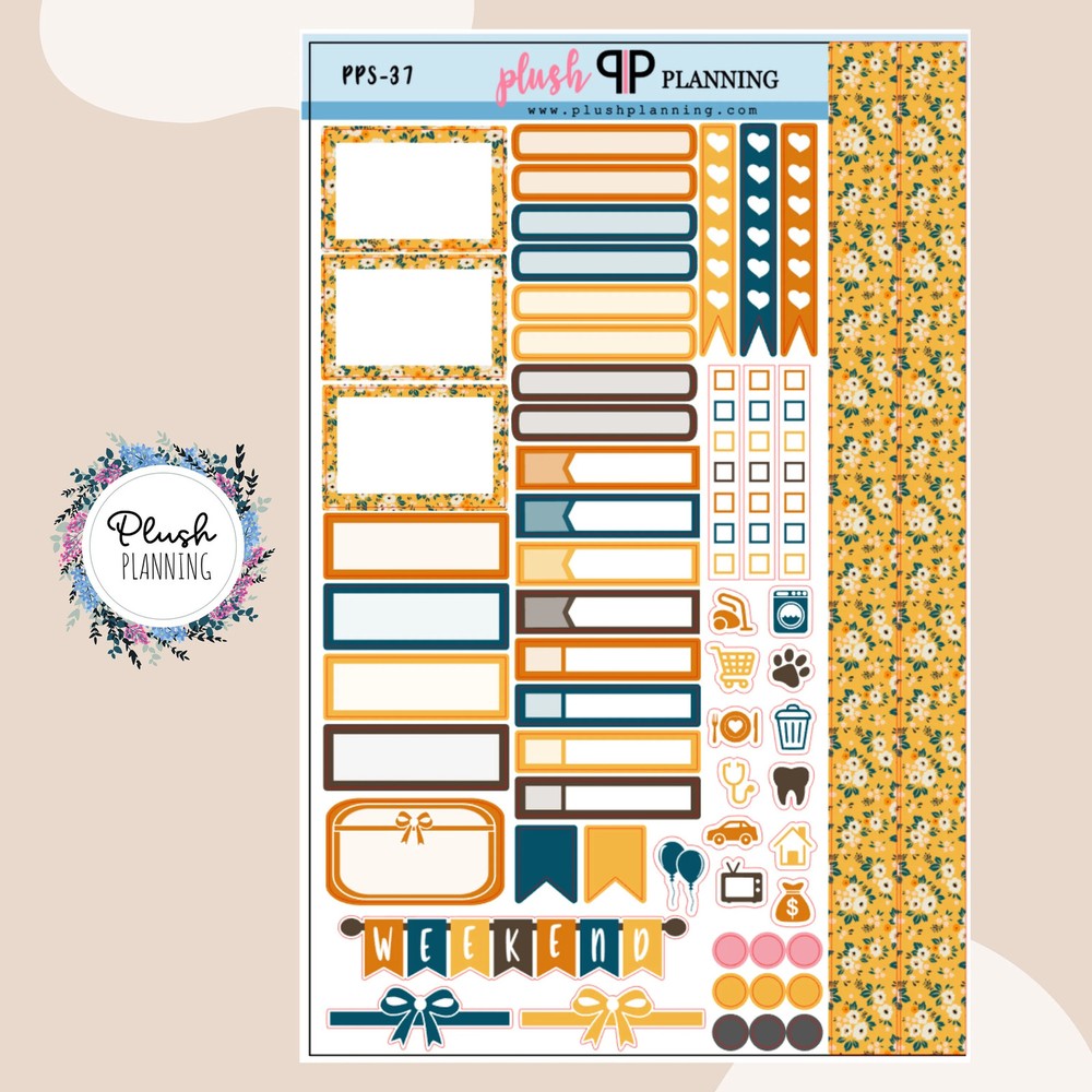 Vintage White Flowers Sampler Planner Stickers, Floral Pattern