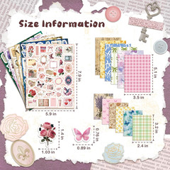 540 PCS Vintage Floral Scrapbook Supplies & Scrapbook Stickers Junk Journal Sup