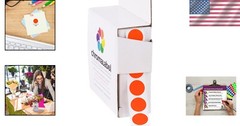 Fluorescent Red-Orange Coding Dots – 1/2 Inch Matte Finish Stickers, 1000 Labels