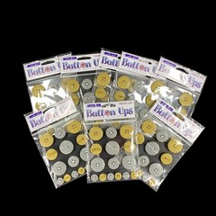 8 pks Sticko Button Photo Safe Adhesive GOLD & SILVER Buttons Scrapbook Stickers