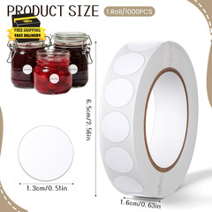 1000 Pcs White Dot Stickers, 0.5 Inch round Sticker Labels, Blank Sticky Dots St
