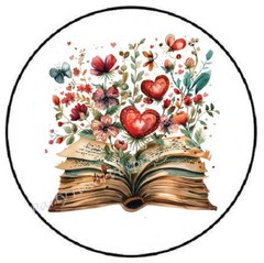 BOOK WITH HEARTS ENVELOPE SEALS LABELS STICKERS PARTY FAVOR