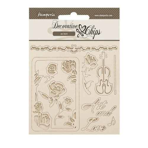Stamperia Decorative Chips – Venice City of Art roses and frame, SCB270