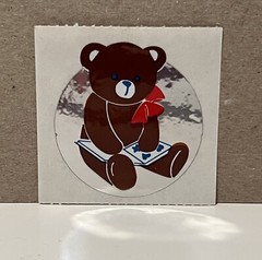 Vintage 80’s SMALL WORLD GREETINGS Teddy Bear Foil Mylar Sticker – Rare