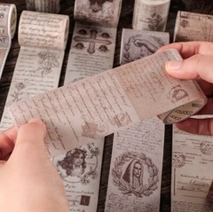 Sheet of Vintage/Retro Letters Tickets Murals Poetry Washi Tape Stickers