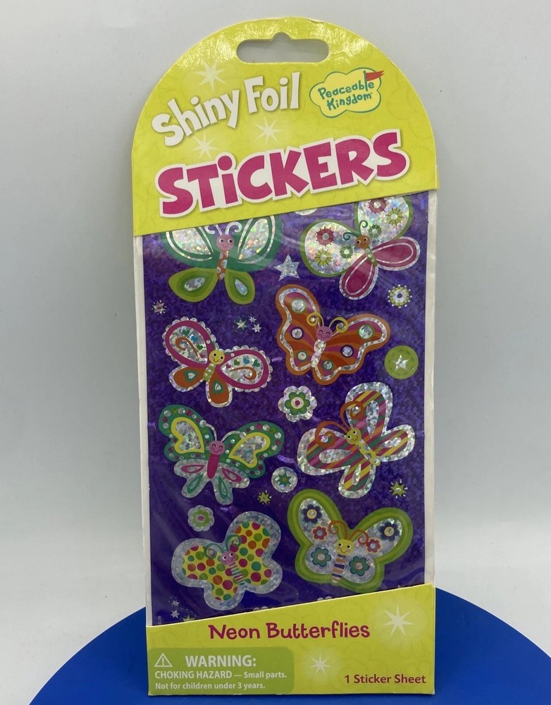 Peaceable Kingdom Neon Butterfly Stickers Shiny Foil Spring Easter Summer Garden