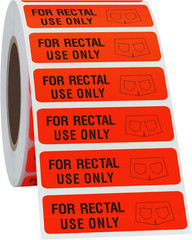 for Rectal Use Only Stickers 1.5″ x 0.375″ Fluorescent Red Stickers with Permane