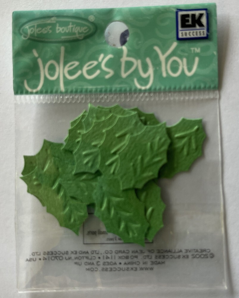 GREEN BRIGHT HOLLY LEAF Die-cut Embellishment(20pc) Garden•Berry•Christmas