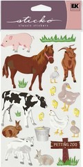 Sticko flat stickers PETTING ZOO Piglet Bunnies Chickens! 71742 FAST FREE ship!