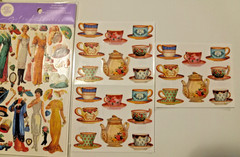 New Punch Studios Gifted Line Stickers Victorian Dress Dolls Ladies and Teacups