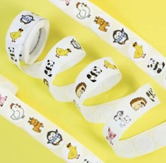 500 pcs Sticker Roll 1 Inch Cartoon Panda, Duck, Pig Animals Round Self Adhesive