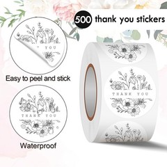500 PCS 1.5 Inch Thank You Stickers for Small Business, Baking, Gifts, Envelo…