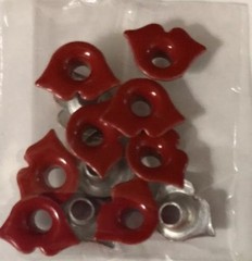 RED LIP ALUMINUM EYELET(12pc) Love•Wedding•Holiday•Couple•Kisses •Valentines Day