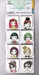 The Paper Studio WATERCOLOR GIRLS (8) MAGNETIC CLIPS TWO-SIDED crafts bookmark