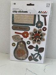 Basic Grey Thick Sticky Chipboard Stickers 4 PG Autumn Thankful So Blessed Happy