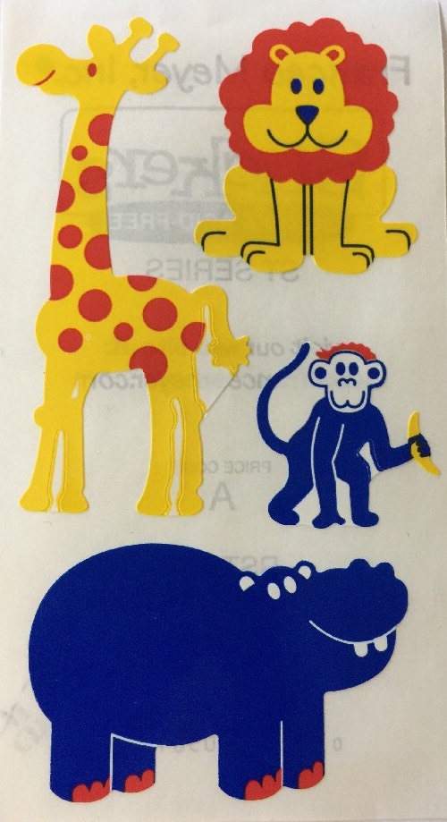 HIPPO & FRIENDS Stickers(4pc)Frances Meyer•Lion•Giraffe•Monkey•Animals •Zoo••