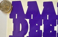 PURPLE 1-1/4 ALPHABET Stickers(2 sheets)Stickabilities•Letters •Numbers•Words•