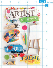 Die-Cut Dimensional & Glitter Accent Scrapbook Sticker Sheet – Art Studio