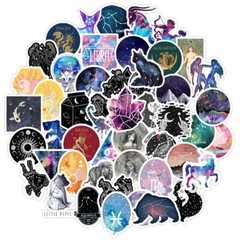 50pcs Constellations Zodiac Star Galaxy Northern Lights Starry Sky Sticker, 130