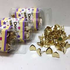 HyGlo Deco Fasteners – Brads – 3/8″ Gold Hearts – 200 – NEW