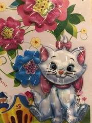 Disney Marie Cat Large 3D Holographic Sticker Sheet Scrapbook Diary Kids Vintage