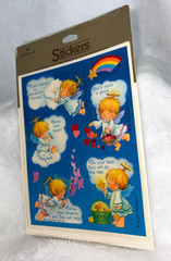 New Vintage 1984 Hallmark Angel Rainbow Clouds Hearts Religious Phrases Stickers