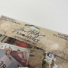 Tim Holtz Idea-ology Layers Remnants 33pc & Ephemera Keepsakes 95pc, Lot of 2
