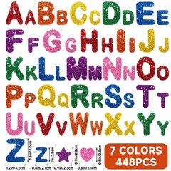 Foam Letter Stickers – 448Pcs Alphabet Stickers Glitter Letter Sticker Self A…