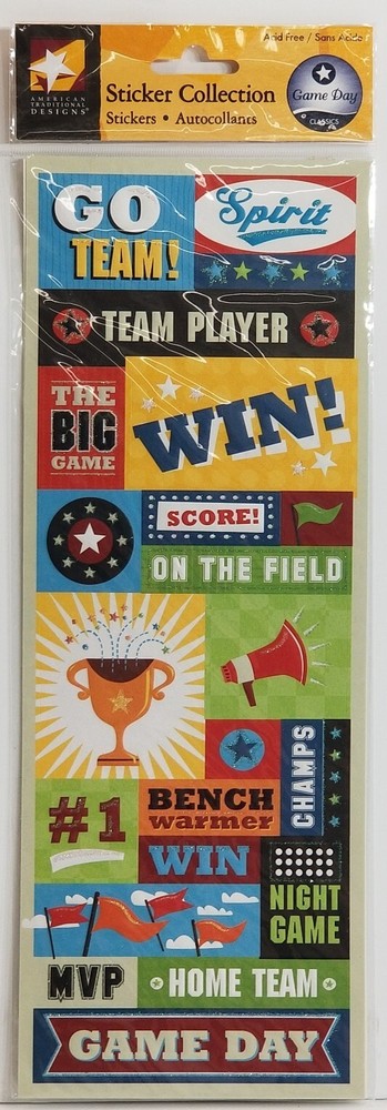 American Traditional Designs Sports Stickers Embossed Multicolor