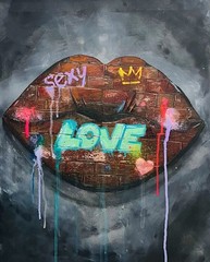Graffiti Lips Brick Wall Vinyl Sticker – Urban Street Art Laptop Water Bottle
