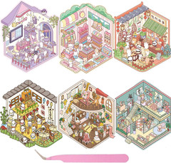 20 Sets DIY 3D Stickers Scene Collection Book, 3D Scene Miniature, Miniature Sim