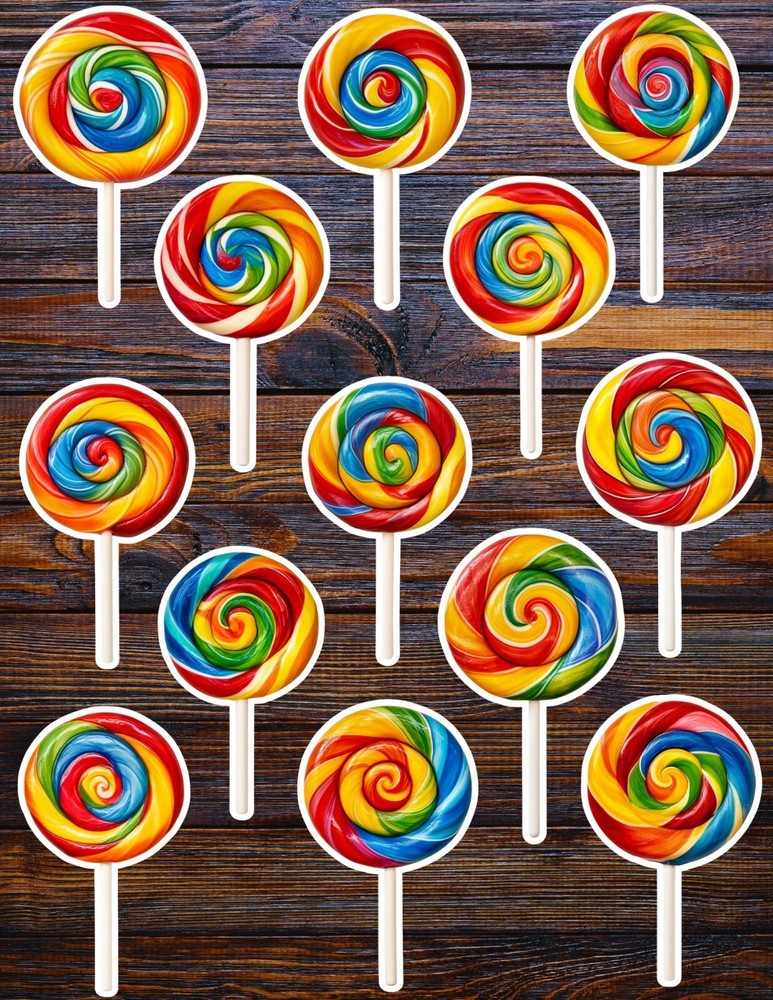 Rainbow Lollipop Die Cut Vinyl Stickers Set Scrapbooking Laptop Waterbottle