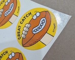 Vintage GLOSSY Trend Great Catch Leather FOOTBALL Scratch & Sniff Sticker Sheet