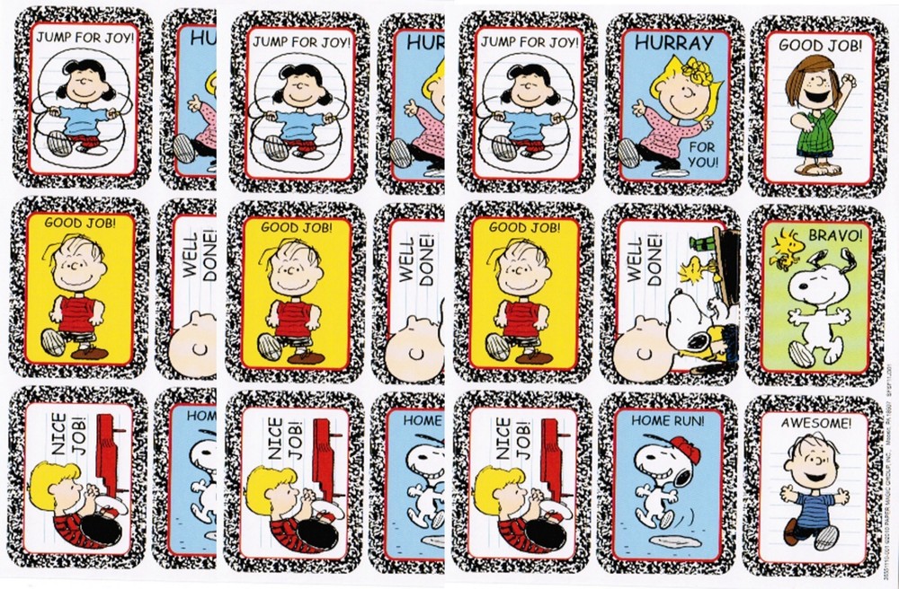 3 Sheets SNOOPY / Peanuts School Reward Stickers! Sally Linus Lucy Charlie Brown