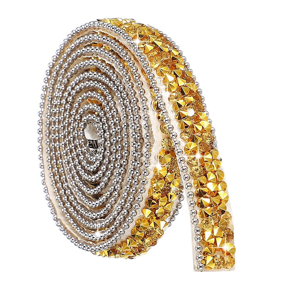 Self Adhesive Resin Rhinestone Strips, Diamond Bling for Crafts, Gold