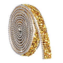 Self Adhesive Resin Rhinestone Strips, Diamond Bling for Crafts, Gold