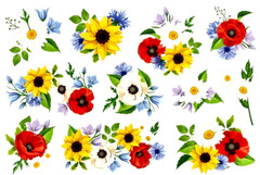 BIG BEAUTIFUL SUNFLOWERS & POPPIES FLOWER STICKERS USA MADE #3 FAST USA SHIPPING