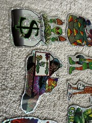 Lot of 16 Vtg 90’s Psychedelic Alien Prism Vending Machine Stickers NOS Holo