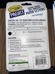 Crayola Black & White Self Adhesive Paper Letters-Repositionable Adhesive