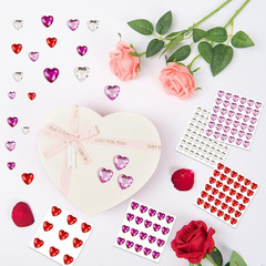 516-Piece Heart Rhinestone Sticker Kit for Crafts and Jewelry